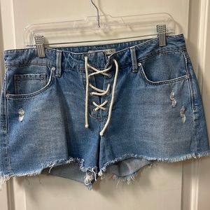 Mavi distressed drawstring jean shorts